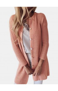Solid Color Button Down Long Sleeve Cardigan