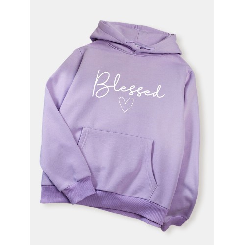 Casual Letter Printed Long Sleeve Hoodie With Pocket