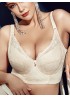 Plus Size Embroidery Gather Plunge Thin J Cup Push Up Long Lined Lace Bra