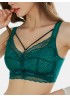 Women Lace Wireless Criss-Cross Stripe Trims Thin Breathable Comfy Bra