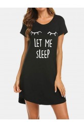 Plus Size Women Pajamas Cute Animal Print Letters Cotton Softies Nightdress For Summer